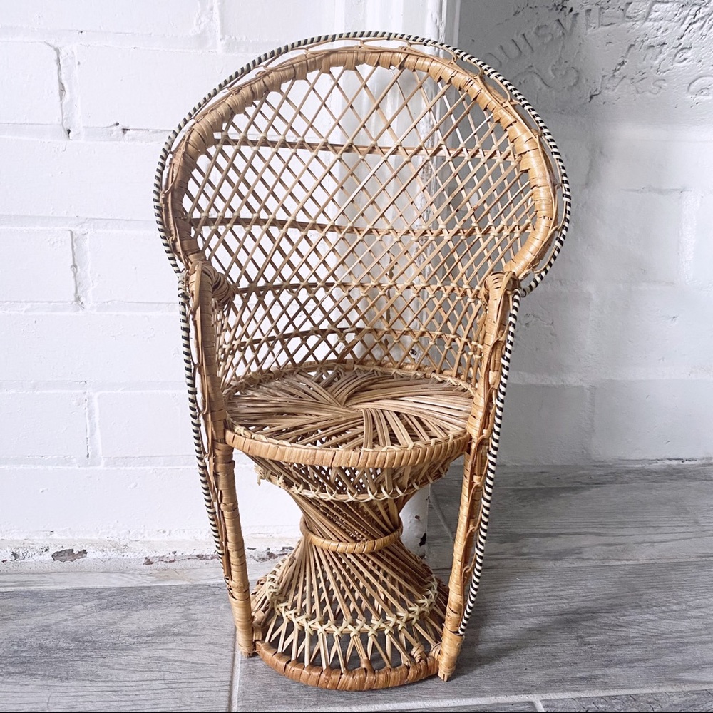 vintage boho wicker peacock plant chair